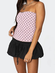 Women's Cute Dots Print Tube Top Sleeveless Crop Shirt