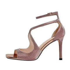 Women's Pink Elegant Gladiator Sandals with Square Open Toe