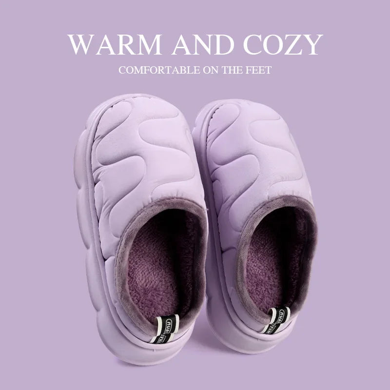 Women's Waterproof Cotton Non-Slip Winter Slippers for Home Comfort