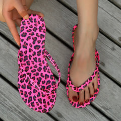 Women's Leopard Print Casual Flip Flops Summer Beach Slippers