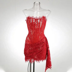 Elegant Lace Corset Dress with Intricate Detailing and Flattering Fit