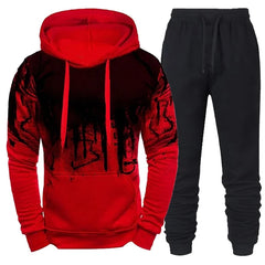 Men's Drip Print Hoodie & Jogger Sweatpants Set