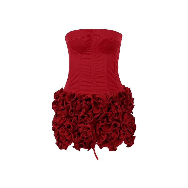 Robe bustier avec jupe à volants pour occasions spéciales