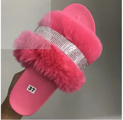 Women's Luxury Rhinestone Suede Platform Slippers for Comfort