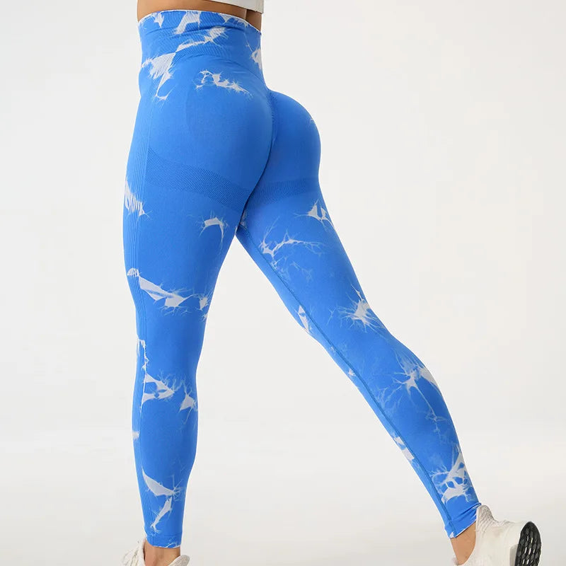 Seamless Tie Dye High Waist Yoga Pants for Women Fitness Tights