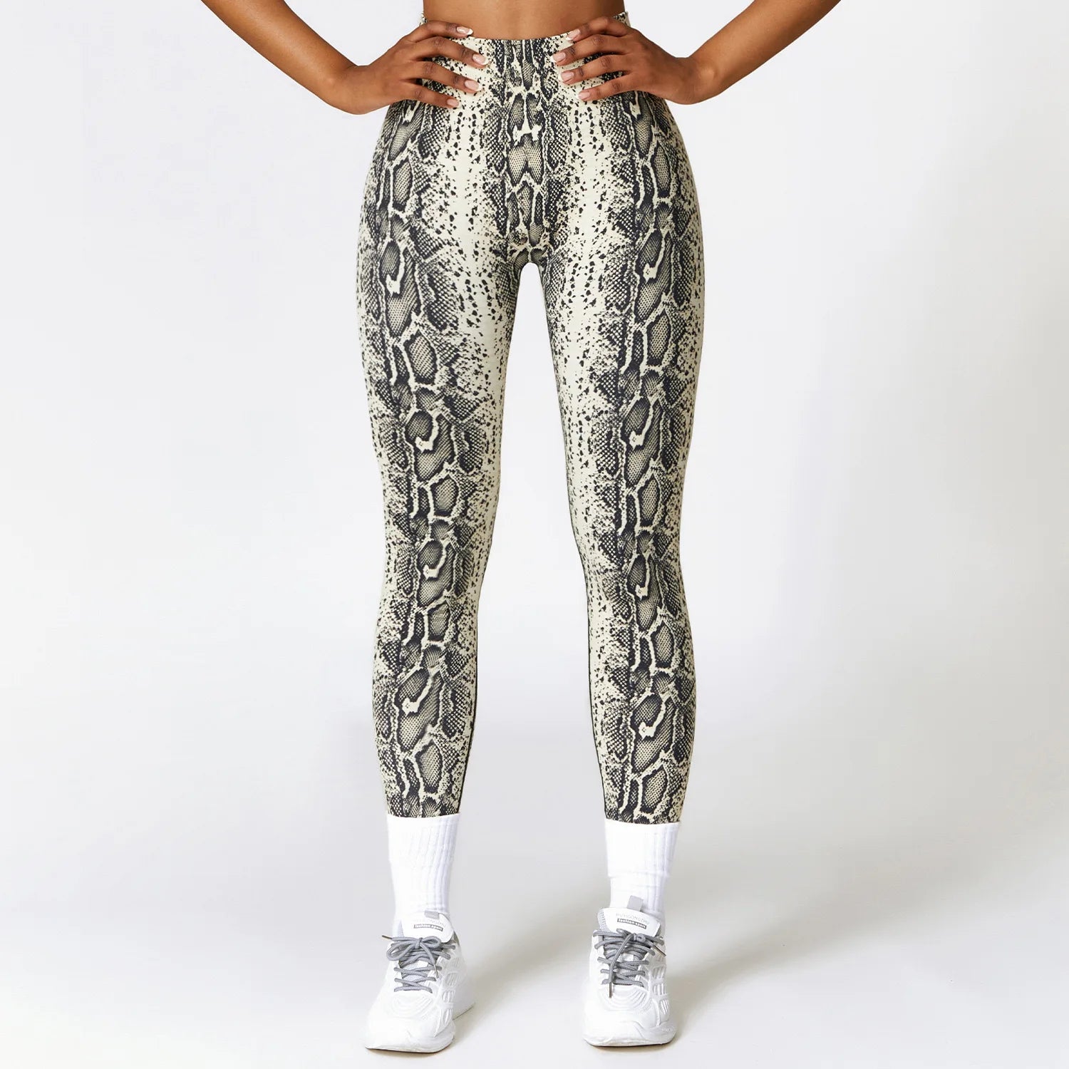 Trendy Leopard Print Neon Push Up Yoga Leggings for Women