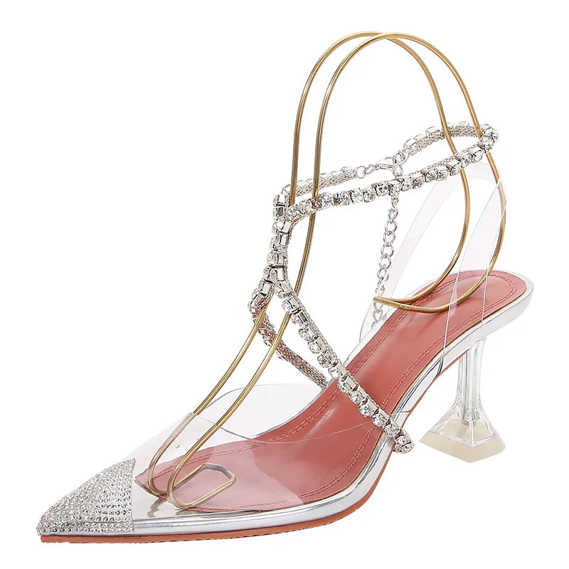 Designer Clear High Heels Crystal Sandals for Women Summer Party