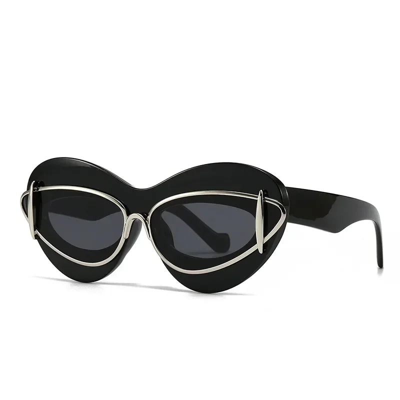 Cat Eye Sunglasses Women Retro Double Frame Vintage UV400 Shades