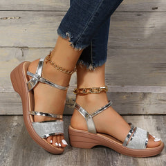 Women's Golden Platform Wedges Sandals with 4.5cm Heels