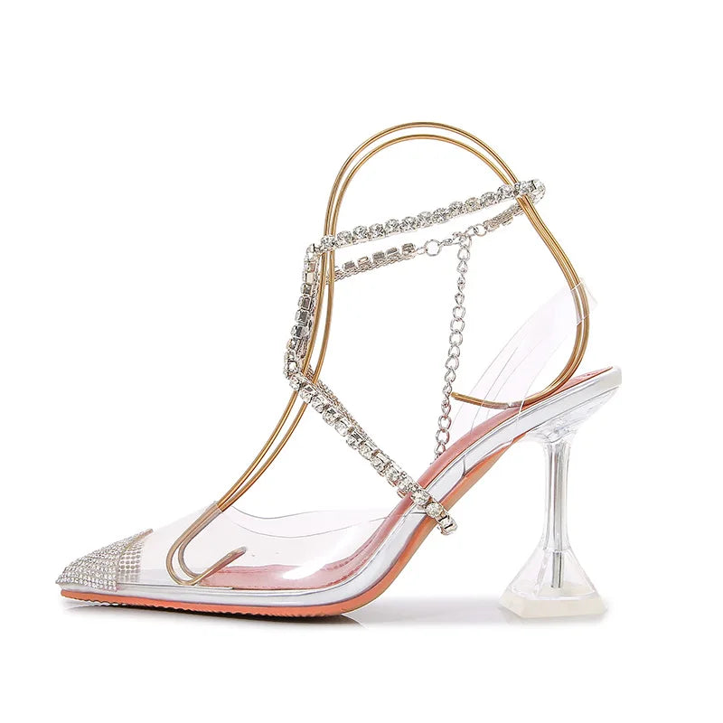 Designer Clear High Heels Crystal Sandals for Women Summer Party