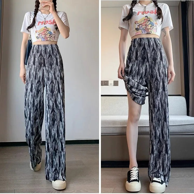 Tie Dyed Wide Leg Pants in Gradient Color for Summer