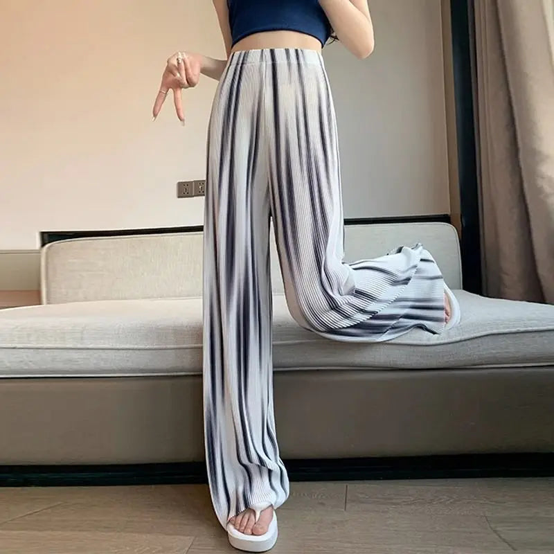 Tie Dyed Wide Leg Pants in Gradient Color for Summer