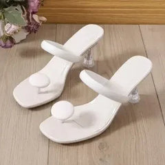 New Women Sandals Narrow Band Ankle Buckle High Heel Slippers