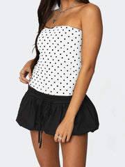 Women's Cute Dots Print Tube Top Sleeveless Crop Shirt