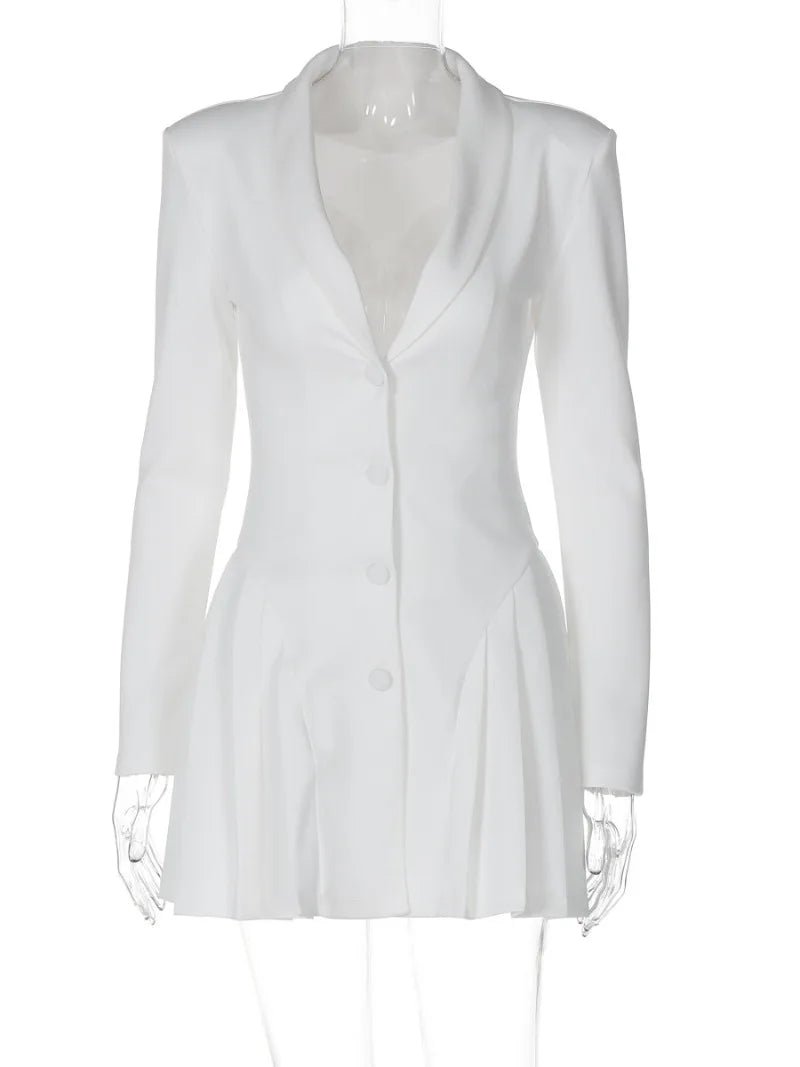 Elegant Black Blazers Dress for Women with Long Sleeves and Party Style