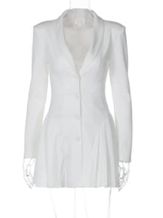 Elegant Black Blazers Dress for Women with Long Sleeves and Party Style