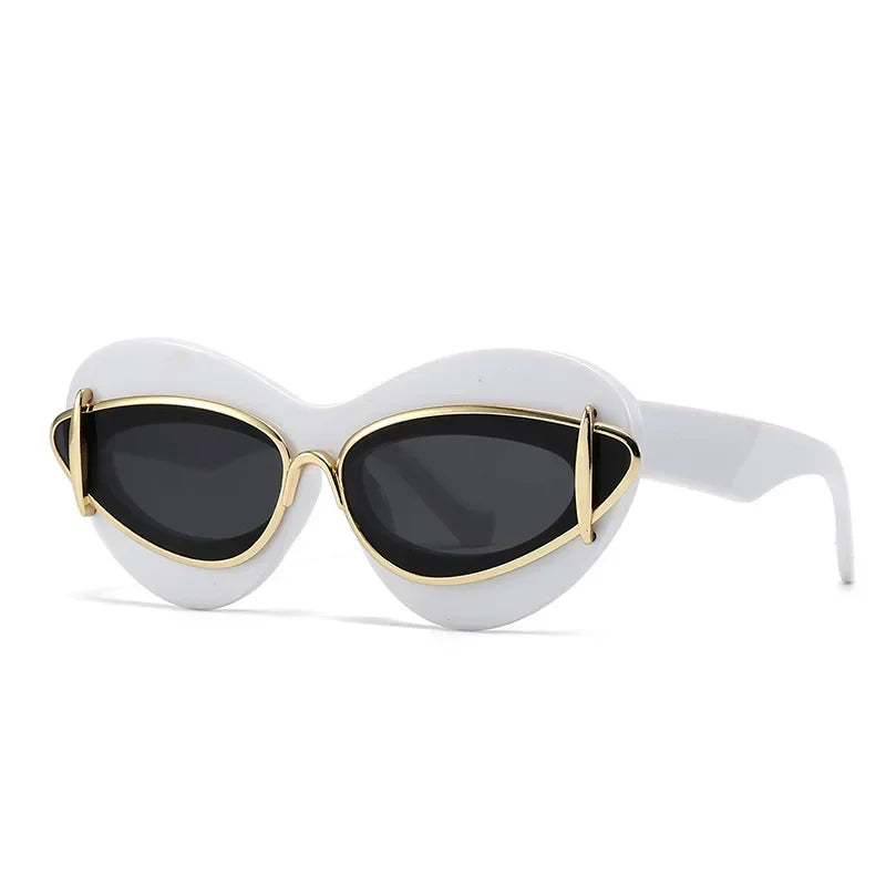 Cat Eye Sunglasses Women Retro Double Frame Vintage UV400 Shades