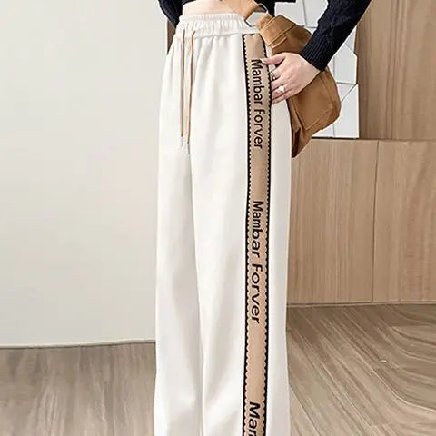 Women's High Waist Color Block Drawstring Casual Harlan Pants