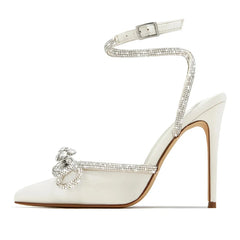 Designer Butterfly-Knot Crystal Buckle Strap Women Pumps Elegant High Heels