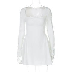 Women's Pink Square Collar Bowknot Slim Fit A-line Party Dress
