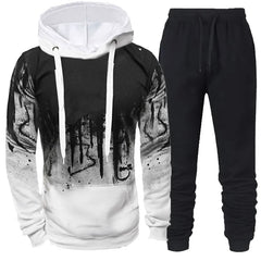 Men's Drip Print Hoodie & Jogger Sweatpants Set