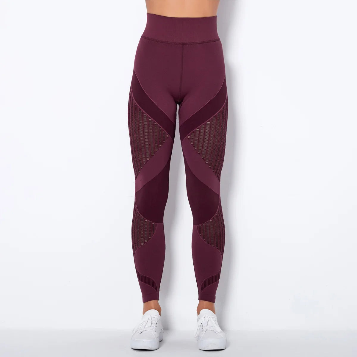 Legging taille haute à rayures sans couture pour femmes, yoga et gym 