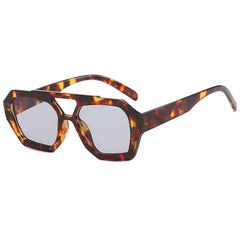 Vintage Leopard Square Sunglasses with Thick Frame for Women