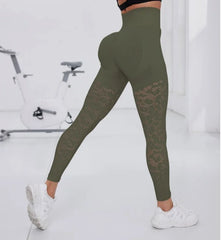 Women's Hollow Out Elastic Butt Lifting Gym Leggings for Yoga