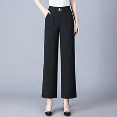 Korean Spring Simple Fashion Elastic High Waist Wide Leg Pants