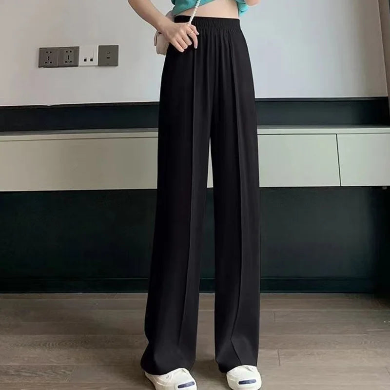 Pea Green Wide Leg Trousers for Women - Summer Fashion Style