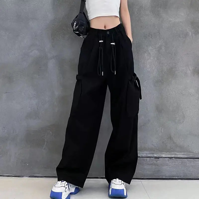 Women's High Waist Wide Leg Trousers in 100% Cotton Patchwork