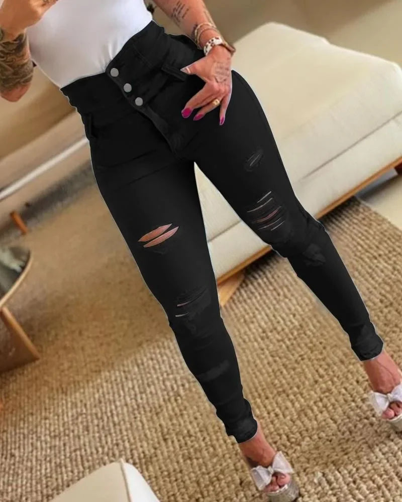 Women's Bodycon High Waist Denim Pencil Pants Trousers