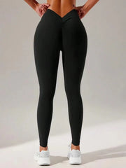 Legging de sport léopard à dos en V pour femme pour l'entraînement 