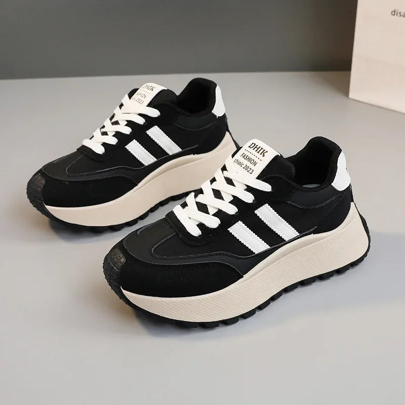 Black Breathable Canvas Mesh Sneakers for Women - Lightweight Casual Sport Shoes