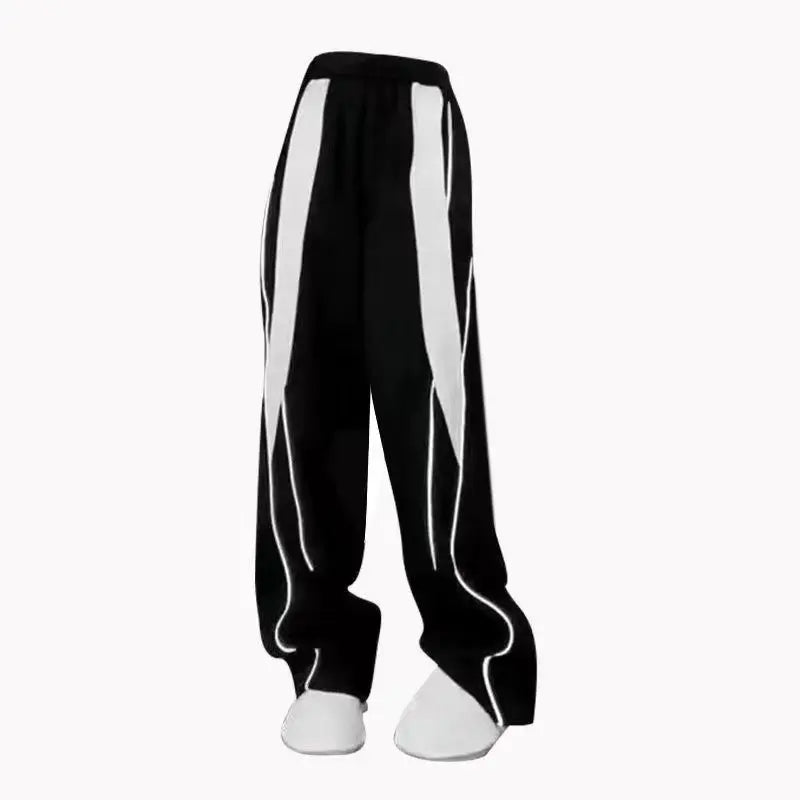 Spring Autumn Women Striped Wide Leg Sweatpants in Vintage Style