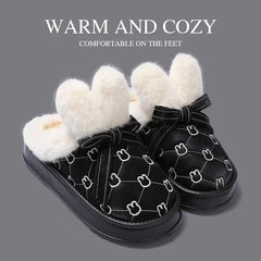 Women’s Casual Waterproof Plush Warm Slippers for Winter Outdoor