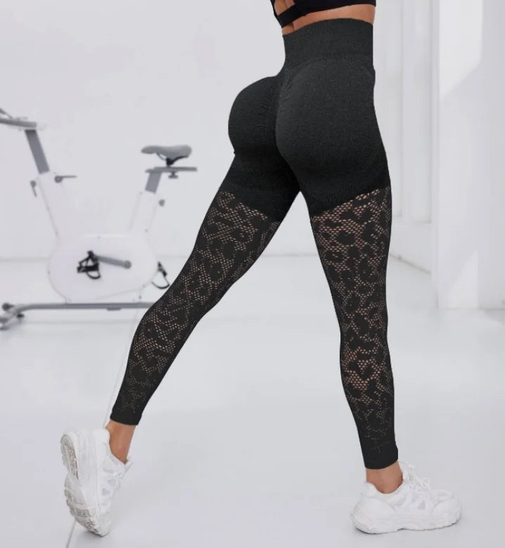 Legging de sport élastique ajouré pour femme pour le yoga 