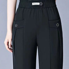 Women's Korean High Waist Elastic Harlen Pants with Pockets