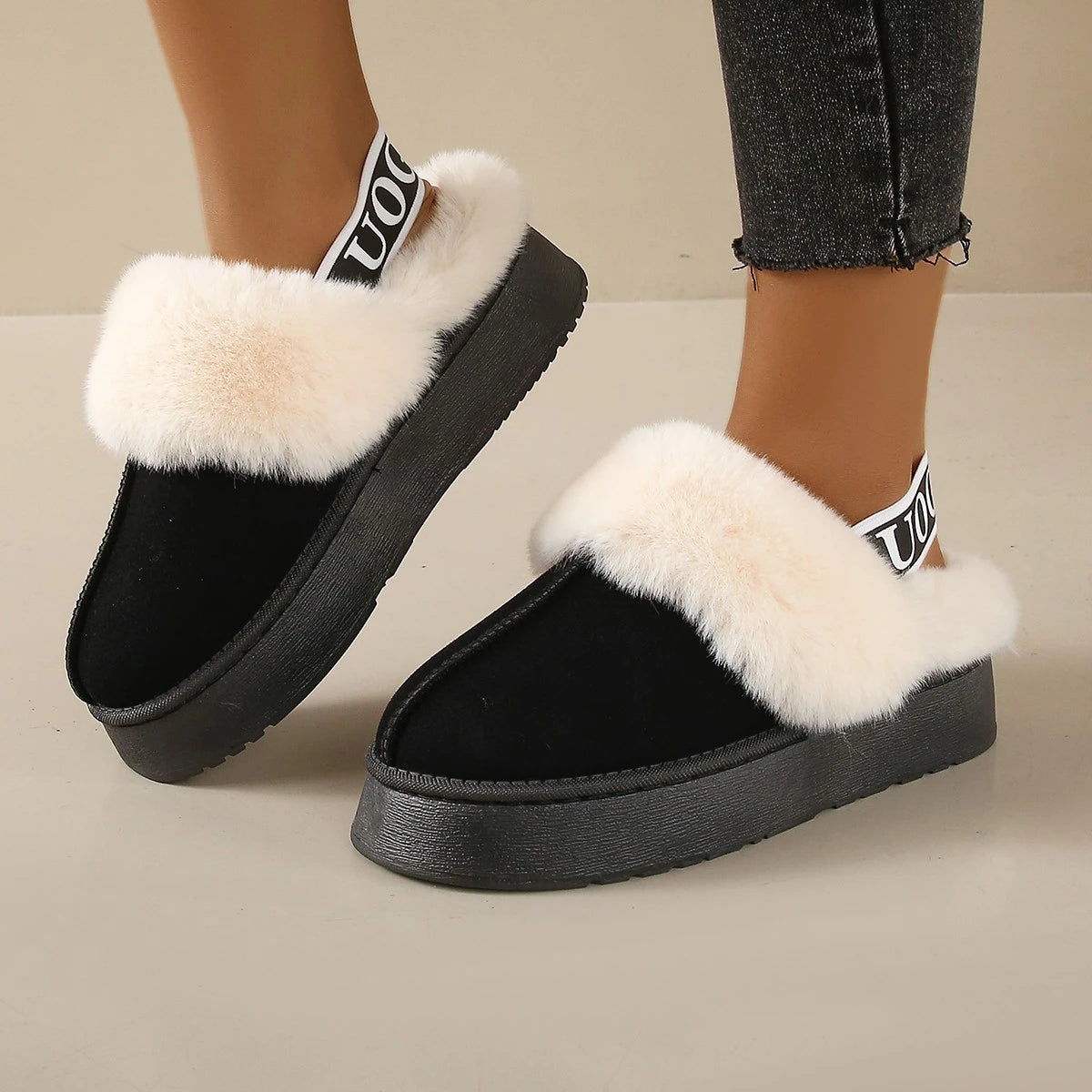 Women's Plush Fur Slip-On Warm Flats Slippers