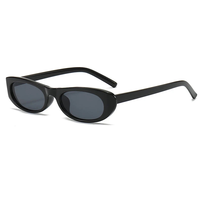 Trendy Cat Eye Black Sunglasses with Narrow Frame for Women