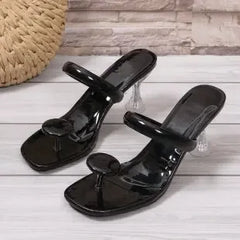 New Women Sandals Narrow Band Ankle Buckle High Heel Slippers