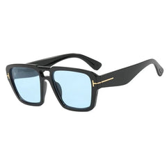 Fashion Square Rivet T Oversized Rectangle Sunglasses for Women