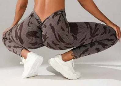 Legging de sport léopard à dos en V pour femme pour l'entraînement 