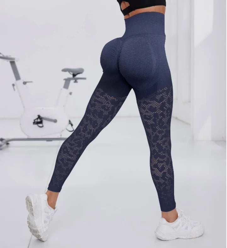 Women's Hollow Out Elastic Butt Lifting Gym Leggings for Yoga