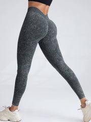 Women's V Back Butt Lifting Nylon Leggings for Gym and Yoga