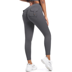 Leggings de sport sans coutures avec poches arrière pour femmes pour le fitness 