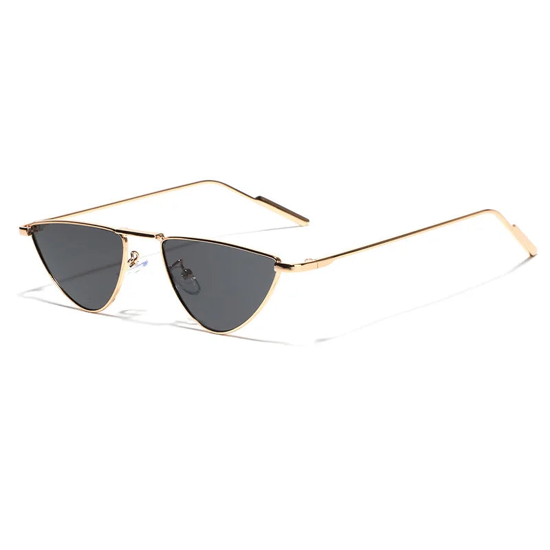 Elegant Black Gold Triangle Cat Eye Sunglasses for Women