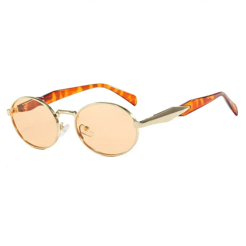 Retro Round Leopard Metal Sunglasses for Women - Trendy Eyewear