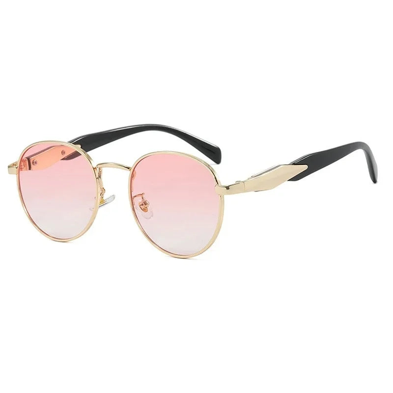 Vintage Round Metal Sunglasses for Women - Retro UV400 Eyewear