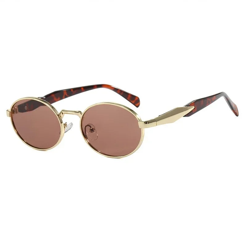 Retro Round Leopard Metal Sunglasses for Women - Trendy Eyewear